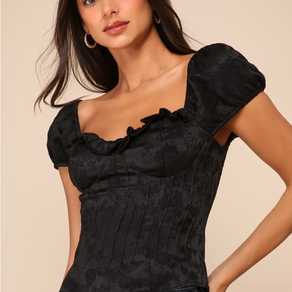 Elegant Black Ruffled Women's Top
